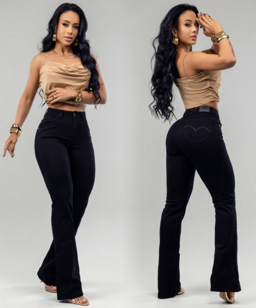 CALCA FEM SET OFF FLARE BLACK