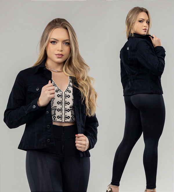 JAQUETA FEM SET OFF BLACK COM ELASTICO P