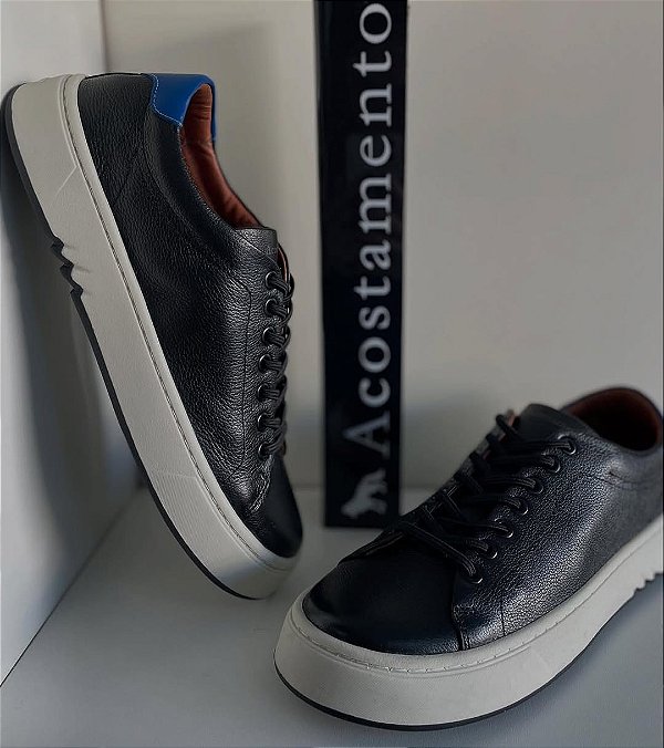 TENIS MASC ACOSTAMENTO FLEX COURO PRETO 021