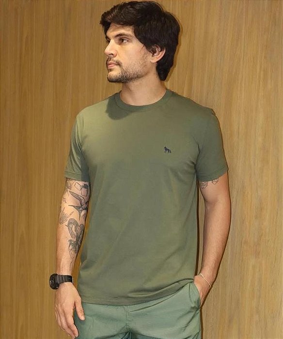 CAMISETA CASUAL MASC MC ACOSTAMENTO - VERDE MILITAR