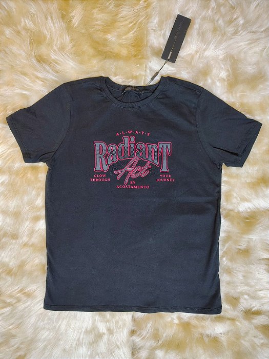 T-SHIRT MC FEM ACOSTAMENTO RELEVO PRETO P