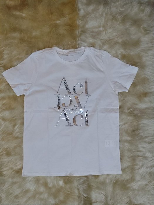 T-SHIRT MC FEM ACOSTAMENTO PEDRARIAS OFF WHITE P