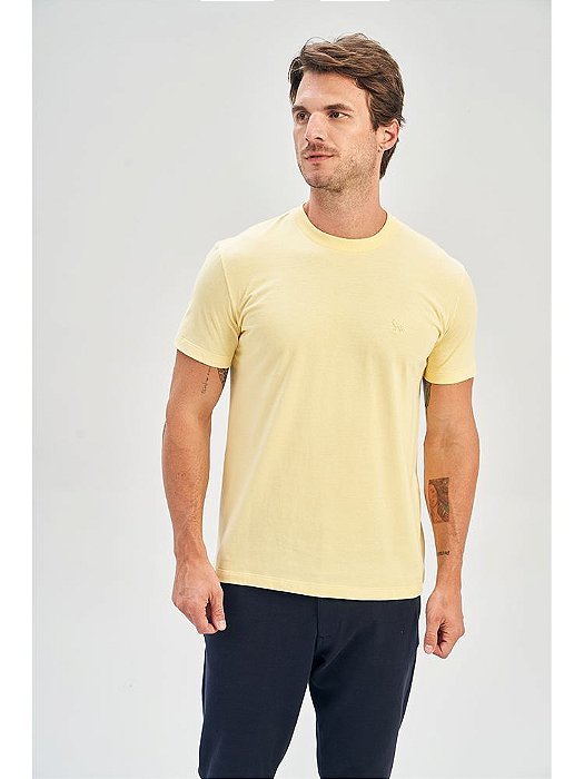 CAMISETA CASUAL MASC MC ACOSTAMENTO - AMARELO SOLAR