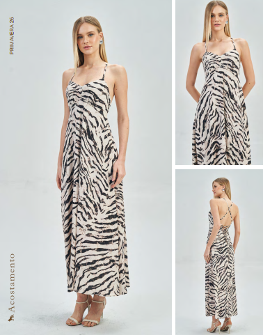 VESTIDO LONGO ACOSTAMENTO ZEBRA MIX 42