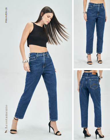 CALCA JEANS MOM FEM ACOSTAMENTO - JEANS INTERMEDIARIO