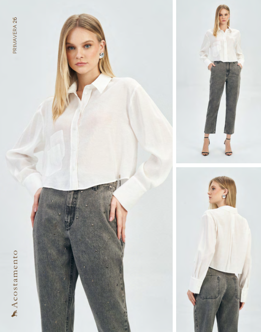 CAMISA CURTA ML FEM ACOSTAMENTO OFF WHITE 38