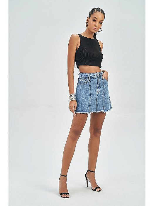 SAIA CURTA JEANS ACOSTAMENTO - JEANS INTERMEDIARIO