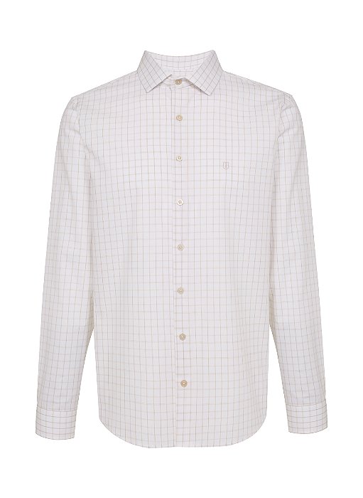 CAMISA ML INDIVIDUAL SLIM FIT XADREZ BEGE MEDIO