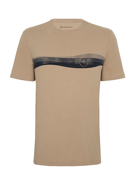 T-SHIRT MC INDIVIDUAL COMFORT FIT ESTAMPADA BEGE MEDIO