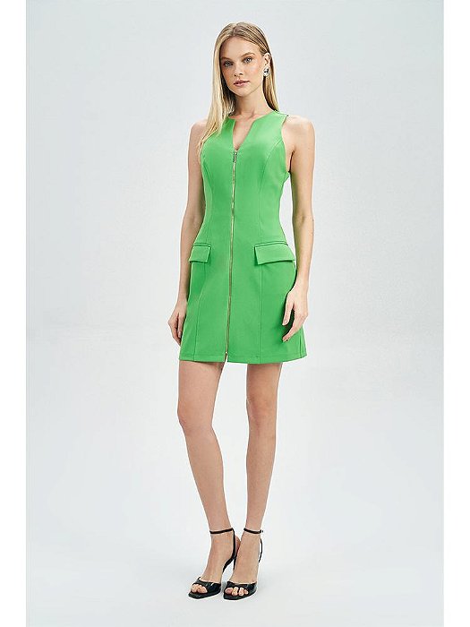 VESTIDO CURTO ACOSTAMENTO ZIPER FRONTAL 42 PALHA
