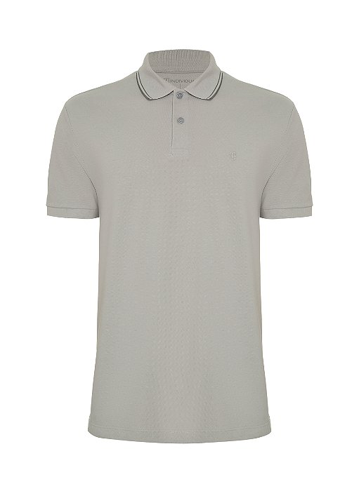 POLO MC INDIVIDUAL BASICA SLIM FIT - BEGE ESCURO