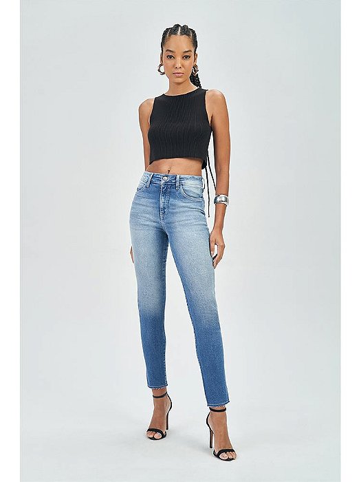 CALCA JEANS FEM ACOSTAMENTO GIGARRETE/SKINNY - JEANS CLARO