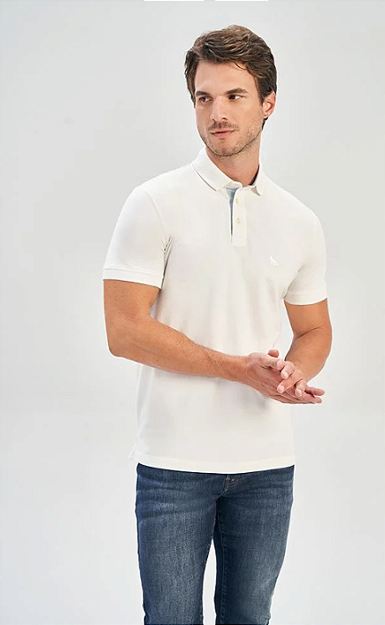 POLO MC MASC ACOSTAMENTO PIQUET PIMA P BRANCO