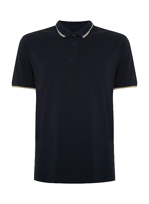 POLO MC INDIVIDUAL PIQUET FRISO RELEVO - AZUL MARINHO