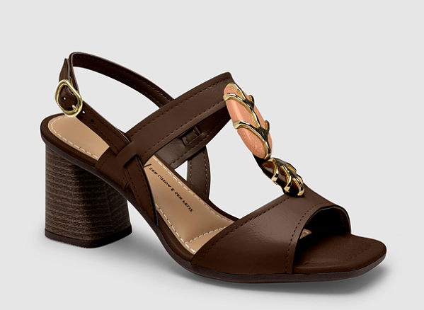 SANDALIA DAKOTA SALTO BLOCO MORINO CAFE