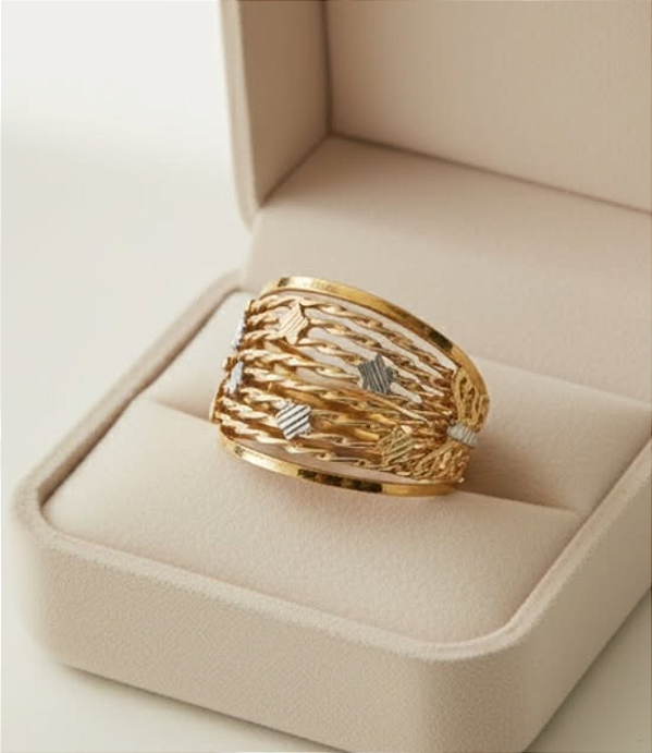 ANEL 4,09G ARMACAO 2 OURO ESTRELAS SUSPENSAS