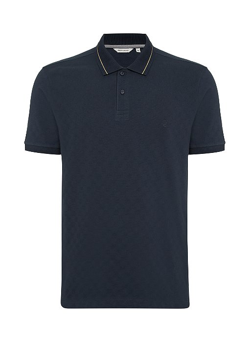 POLO MC INDIVIDUAL SLIM FIT MALHA JACQUARD - AZUL MARINHO