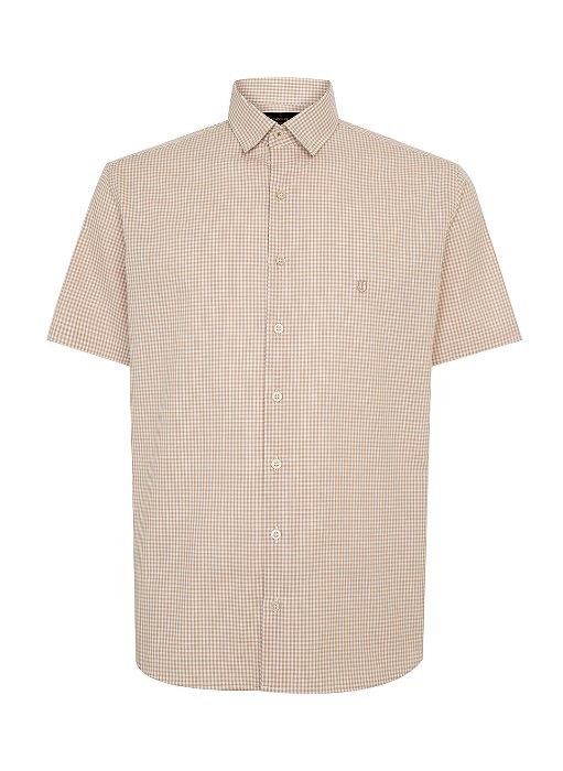 CAMISA MC INDIVIDUAL COMFORT FIT XADREZ - MARROM CLARO