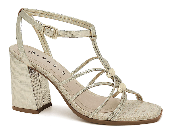 SANDALIA RAMARIM TRAMA METAL OURO