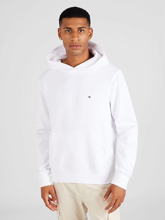MOLETOM CANGURU TOMMY HILFIGER FLAG LOGO HOODY - BRANCO