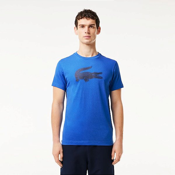 CAMISETA MASCULINA  SPORT EM JÉRSEI RESPIRÁVEL COM ESTAMPA 3D DE CROCODILO
