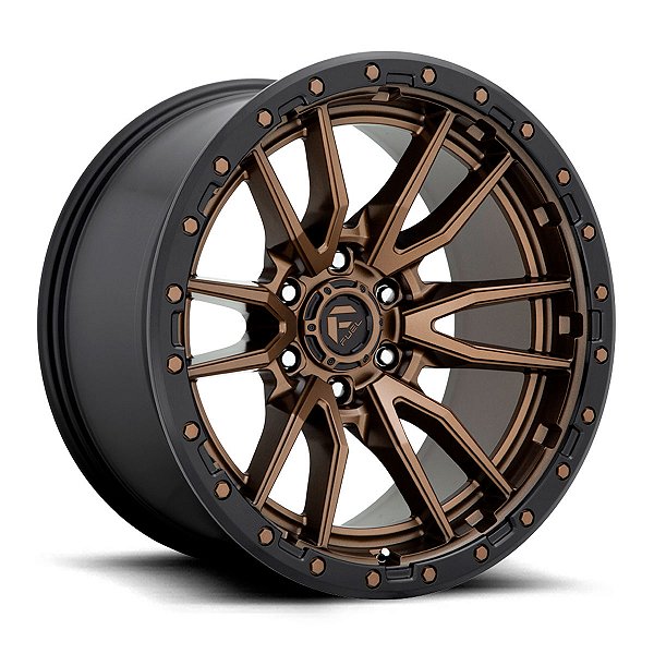 Jogo de Rodas Fuel Rebel D681 20x10 6x139.7 -18MM Bronze Com Borda Preta