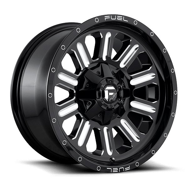 Jogo de Rodas Fuel Hardline D620 18x9 8x165.1 +20MM Preto Brilhante Fresado