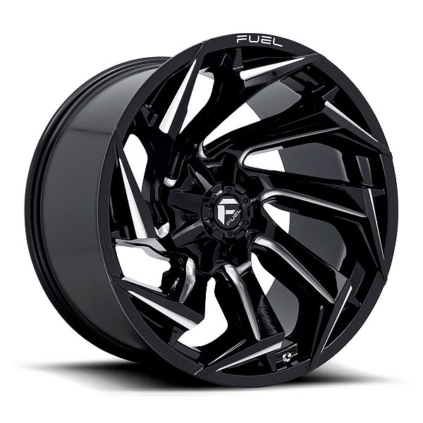 Jogo de Rodas Fuel Reaction D753 22x10 6x135/6x139.7 -18MM Preto Brilhante Fresado