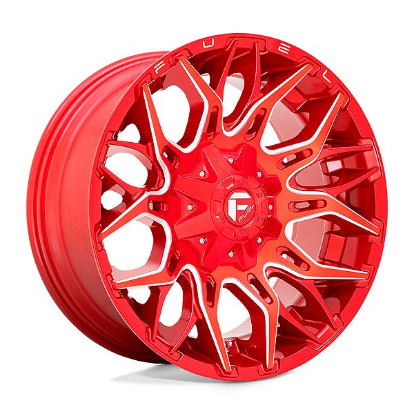 Jogo de Rodas Fuel Twitch D771 20x9 6x135/6x139.7 +1MM Vermelho Brilhante Fresado