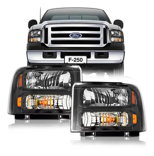 Farol dianteiro Harley Davidson Americano Fumê para Ford F250, F350 e F400 com seta Laranja