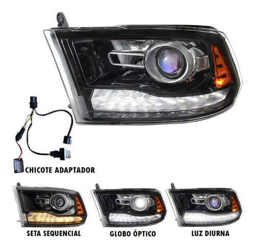 Farol Dianteiro Ram 2014 Fumê (estilo 2018) Plug Original