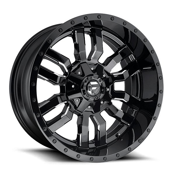 Jogo de Rodas Fuel Sledge D595 22x9.5 6x135/6x139.7 +19mm Preto Brilhoso Fresada
