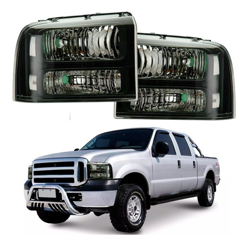 Farol Dianteiro Ford F-250 Harley Americano Fumê Seta Cristal