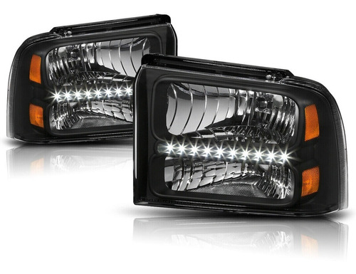 Farol Dianteiro Ford F250 Harley Com Led Fumê