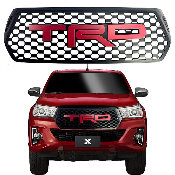 Grade Frontal Hilux 2018 a 2020 Preta com TRD vermelho