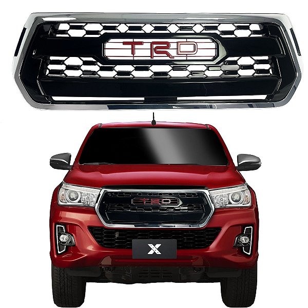 Grade Frontal para Hilux modelo TRD 2019 a 2020 Moldura Cromada