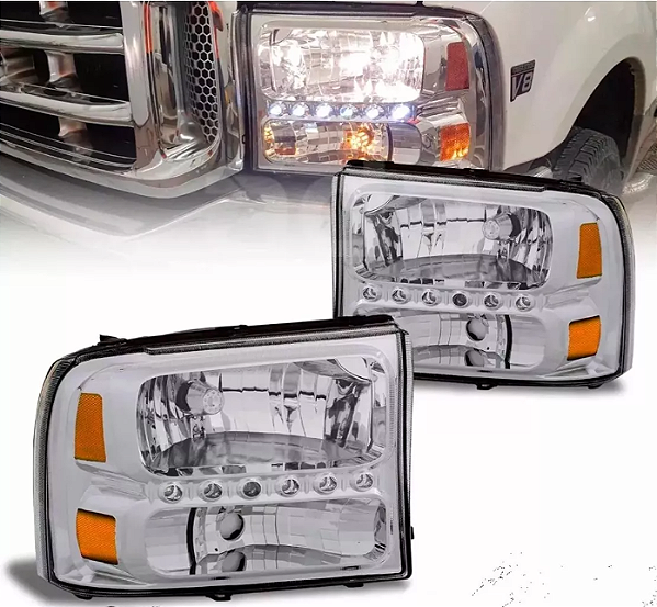 Farol Dianteiro Ford F-250 Harley Com Led Cristal