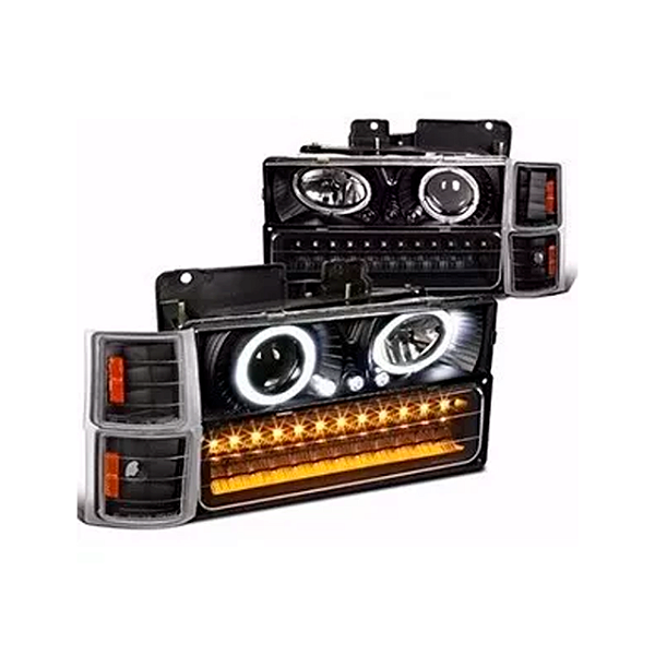 Farol dianteiro fumê Chevrolet Silverado com Angel Eyes