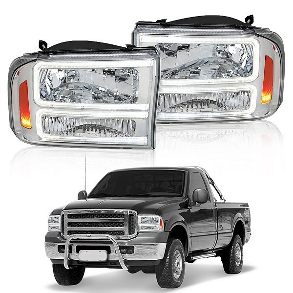 Farol Dianteiro Ford F-250 Harley Oled Duplo Cristal