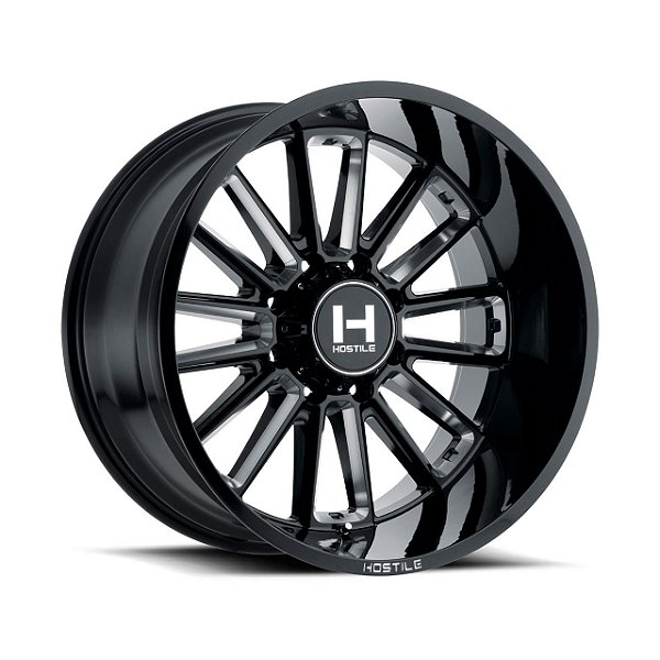 Jogo de Rodas Hostile Predator H115 20x12 6x139.7 -44mm Preto Fresado