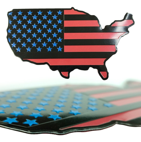 EMBLEMA - EUA - MAPA AMERICANO - DETALHE VERMELHO