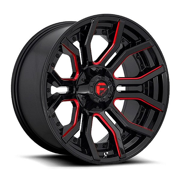 Roda Fuel Rage 20x9 6x135/6x139.7 +1mm Preto Fosco c/  Vermelho Fresado