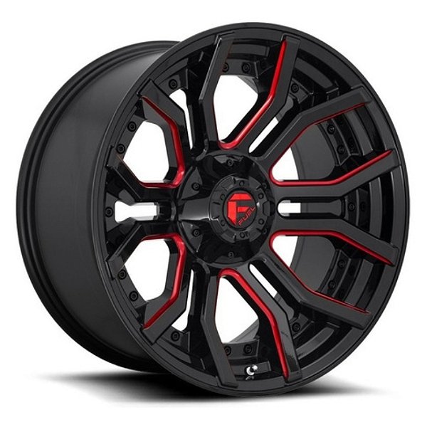 Roda Fuel Rage D712 20x10 5x127/5x139.7 -18mm Preto Brilhante c/ Vermelho