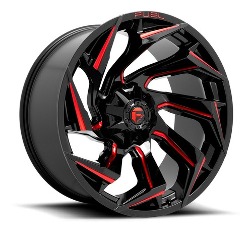 Roda Fuel Reaction D755 18x9 6x135/6x139.7 +1mm Preto Brilhante c/ Vermelho Fresado