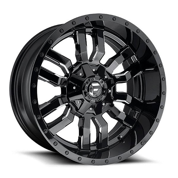 Roda Fuel Sledge D595 22x9.5 6x135/6x139.7 +19mm  Preto Brilhante Fresado