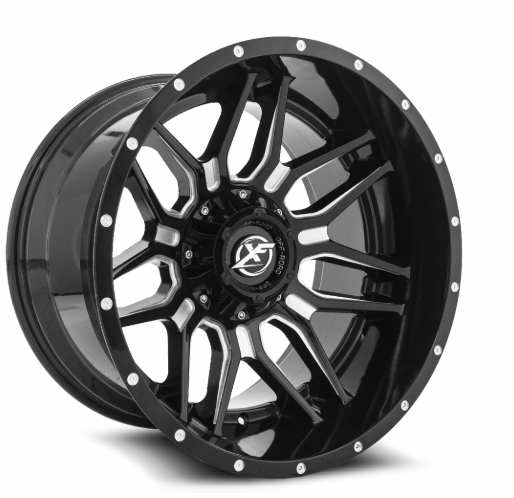 Roda XF Off Road 222 20x12  6x135/6x139.7 -44mm Preto Brilhante Fresado