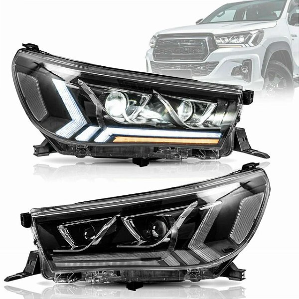 Farol Full Led Toyota Hilux Modelo Tribal 2016/2020