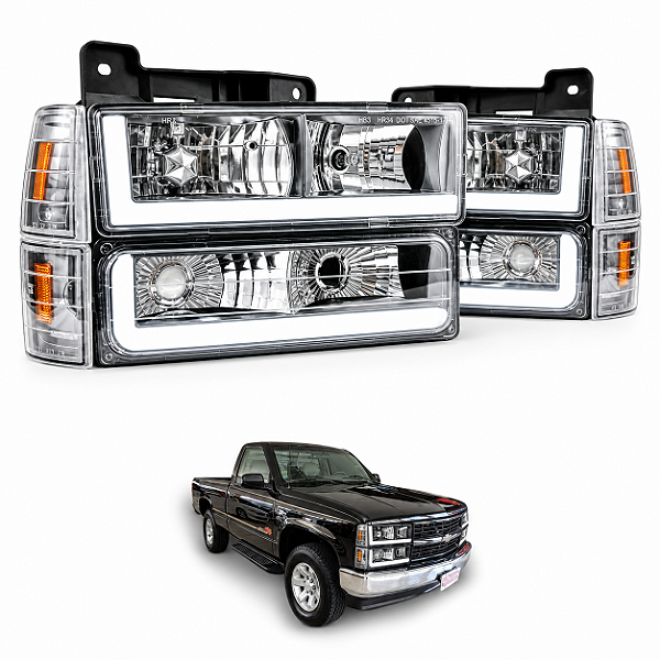 Farol Dianteiro Silverado 1994/2004 Oled Cristal