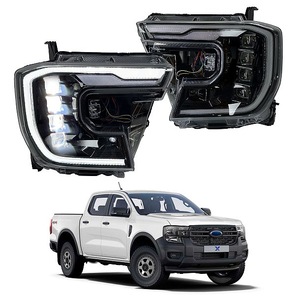 Farol Dianteiro Ford Ranger Full Led 4 Projetores 24+