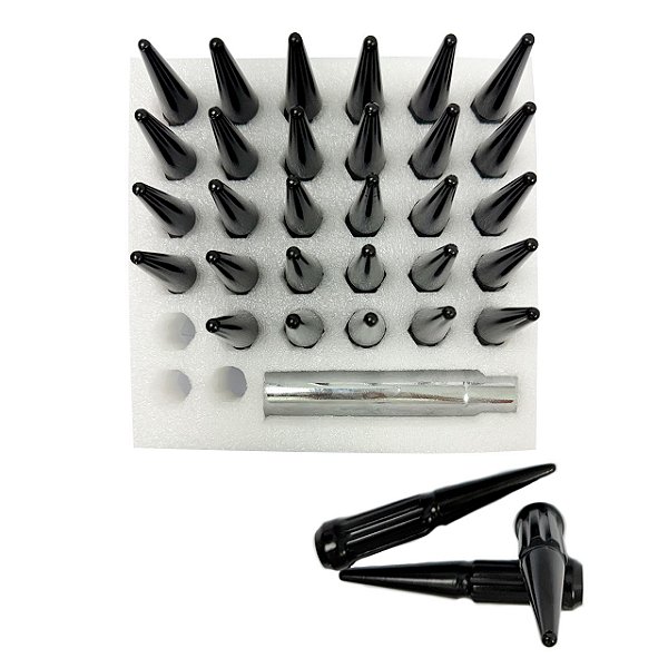 Jogo de Porcas Spike Nugs M14x1.5 Preto com 32 peças